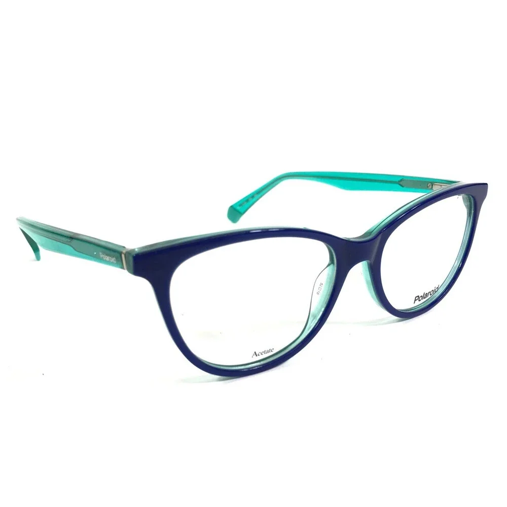 Polaroid Eyeglasses Frames PLD D395 Z90 Aqua Blue Cat Eye Full Rim 52-18-145